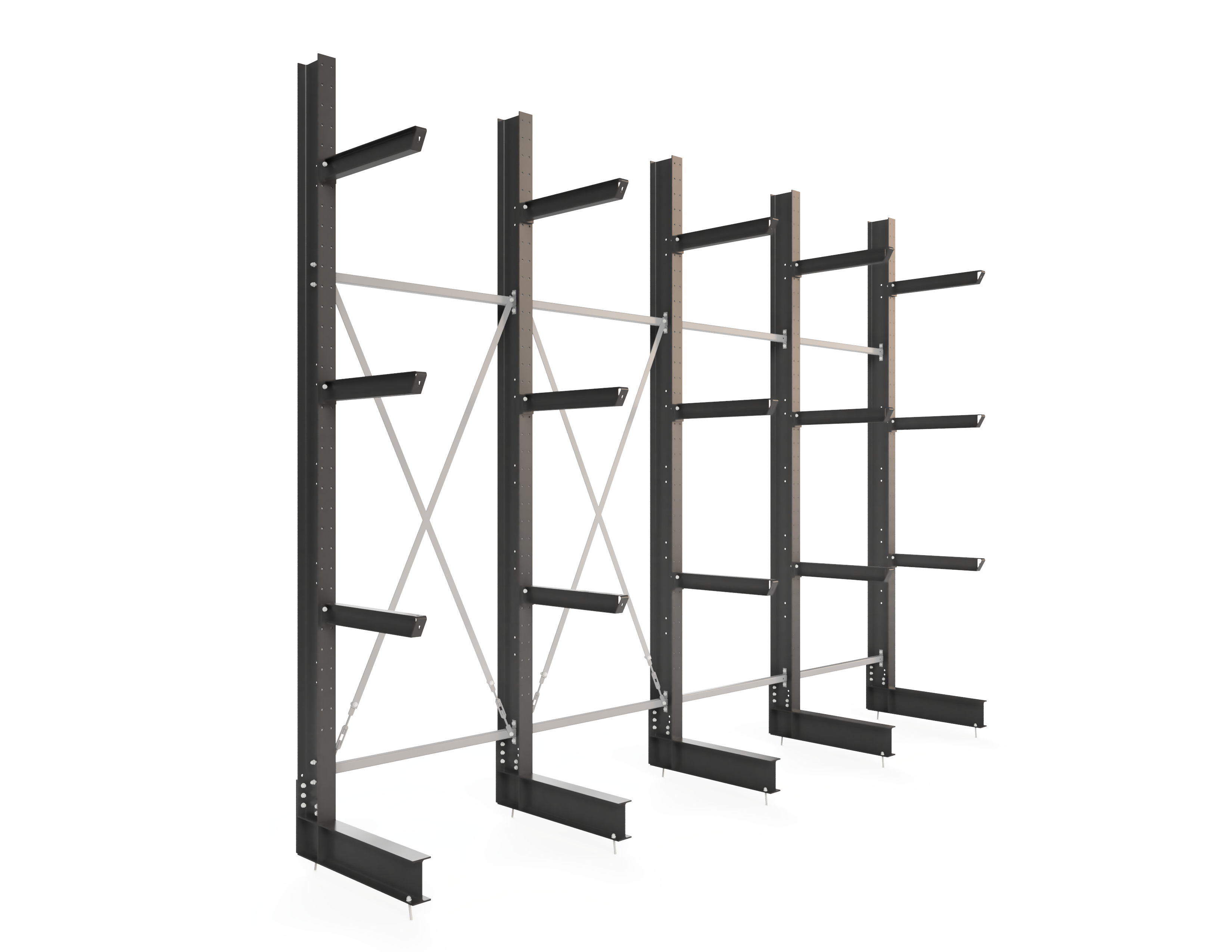 Kragarmregal einseitig 5,20 m – 401 cm | 80 cm Nutztiefe | 1000 kg pro Arm | BLT