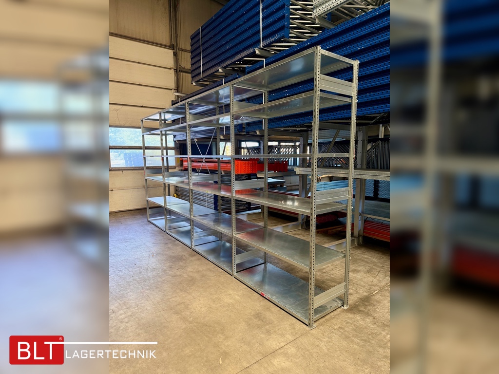 ca. 5,24 lfm Grund- und 3 Anbaufelder Gebrauchtes Fachbodenregal | 2,5 m hoch | 60 cm tief | 6 Ebenen | STOW Stowshelf