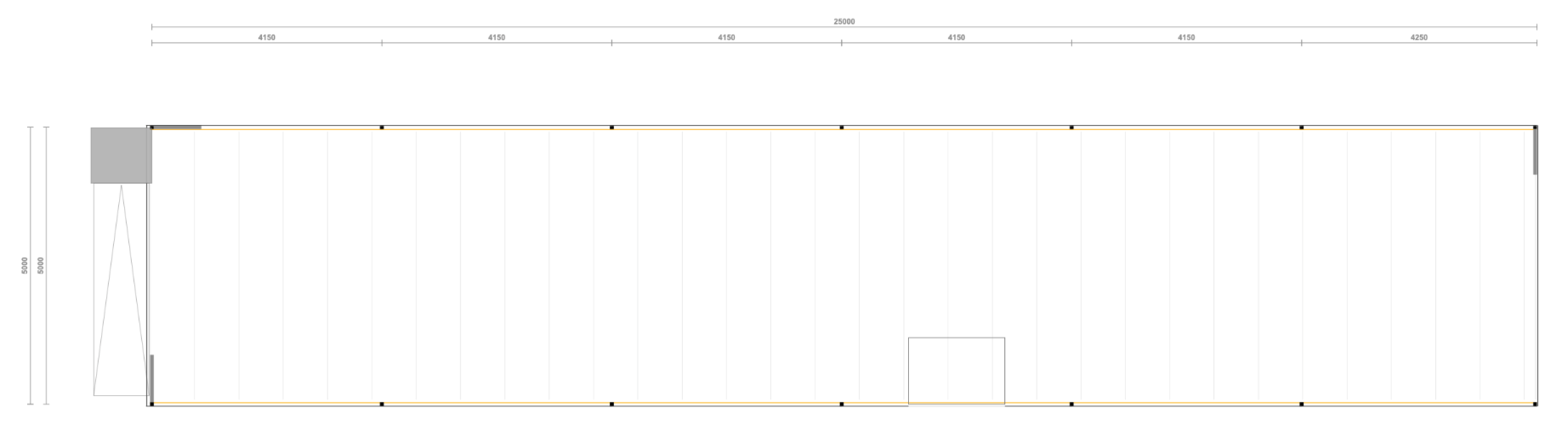 Lagerbühne 5x25 m – Unterkante 2,5 m | 500 kg/m² Traglast | Inkl. Treppe & Tür