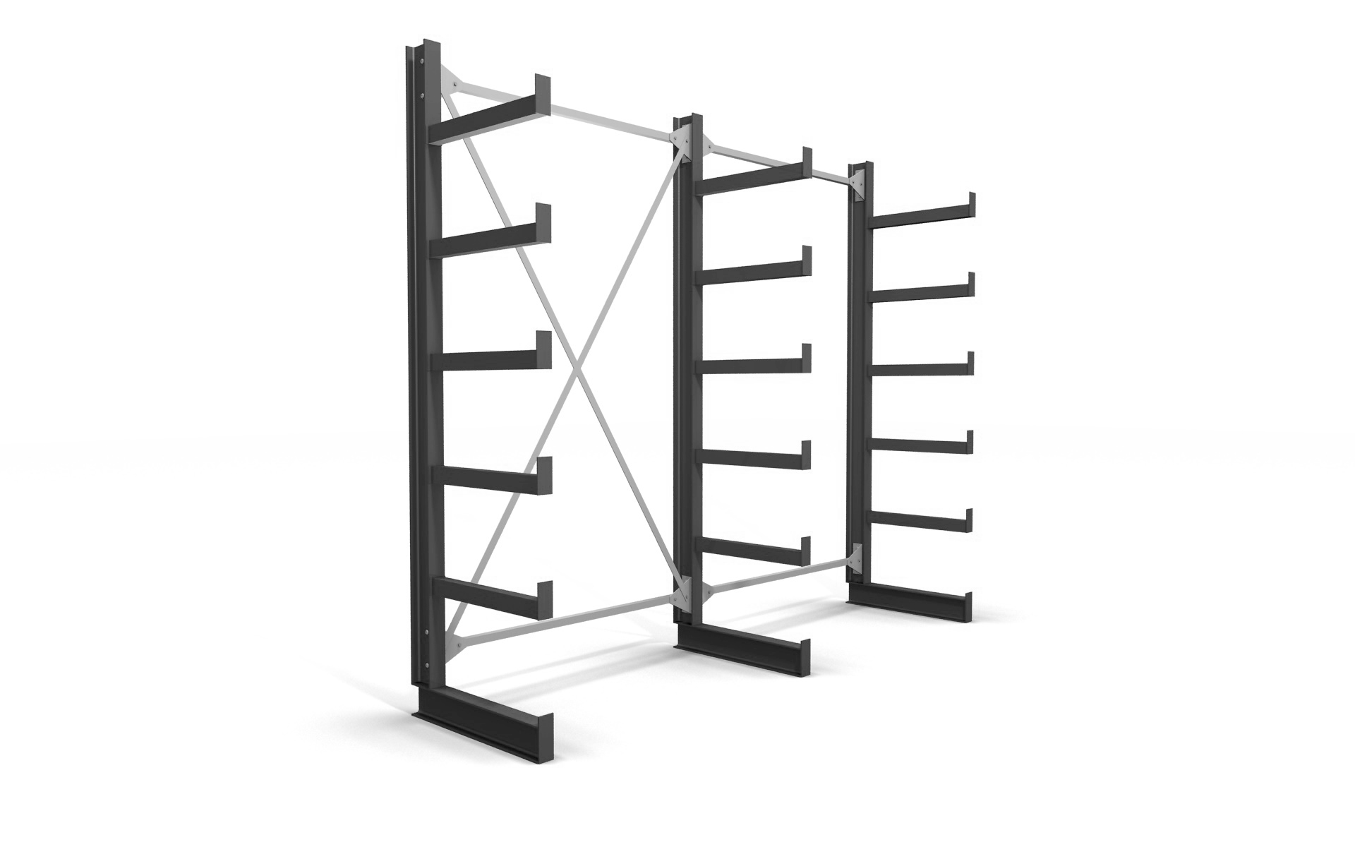 Kragarmregal einseitig 2,62 m – 200 cm | 200 kg pro Arm | BLT