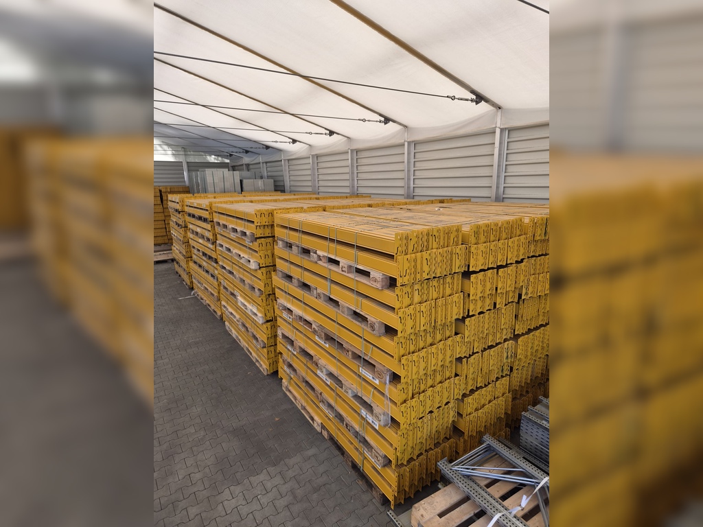 14 lfm Palettenregal STOW gebraucht, Höhe 520 cm, Boden + 2 Ebenen, 45 Palettenplätze