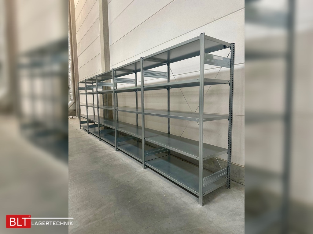 Gebrauchtes Fachbodenregal – ca. 100 lfm | 2 m hoch | 60 cm tief | 5 Ebenen | Hofe Regalsysteme