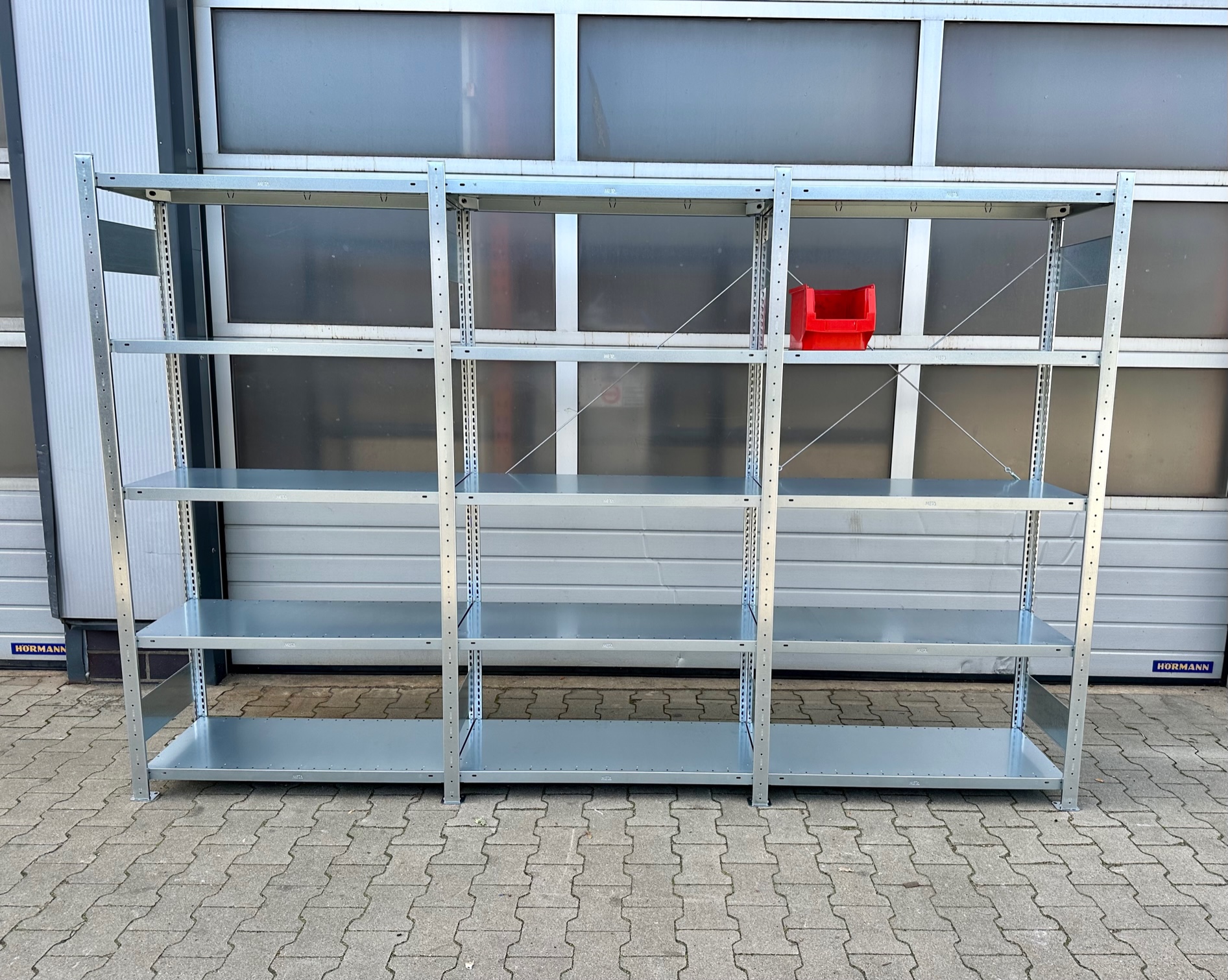 Fachbodenregal META CLIP – ca. 3,06 lfm | Höhe 200 cm | Tiefe 40 cm | 150 kg Traglast pro Boden