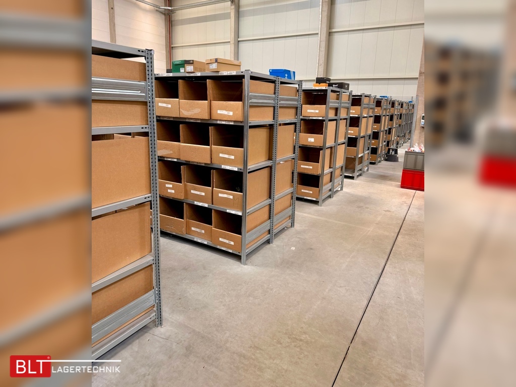 Gebrauchtes Fachbodenregal – ca. 30 lfm | 2 m hoch | 60 cm tief | 5 Ebenen | Hofe Regalsysteme