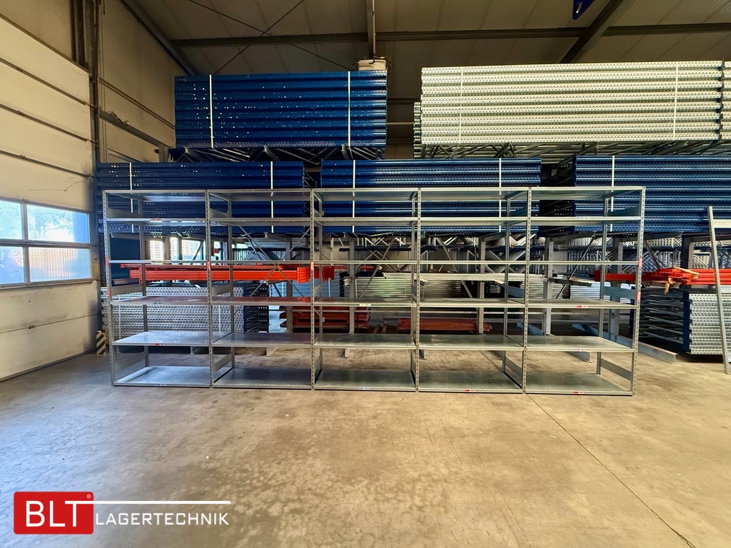 ca. 6,54 lfm Grund- und 4 Anbaufelder Gebrauchtes Fachbodenregal | 2,5 m hoch | 60 cm tief | 6 Ebenen | STOW Stowshelf