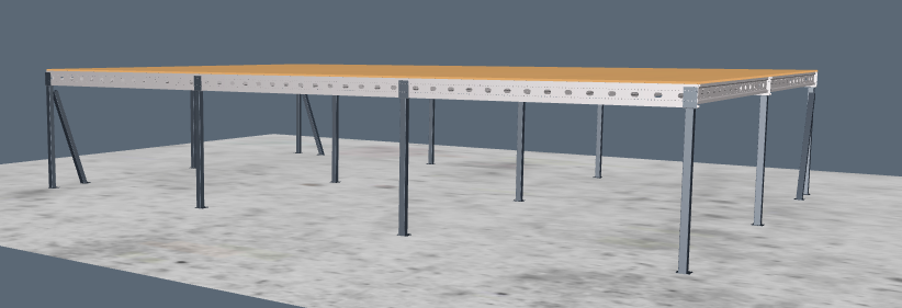 Lagerbühne 10x15 m – Unterkante 2,5 m | 500 kg/m² Traglast | Erweiterbar & Sofort verfügbar Lagerbühne 10x15 m – Unterkante 2,5 m | 500 kg/m² Traglast | Erweiterbar & Sofort verfügbar