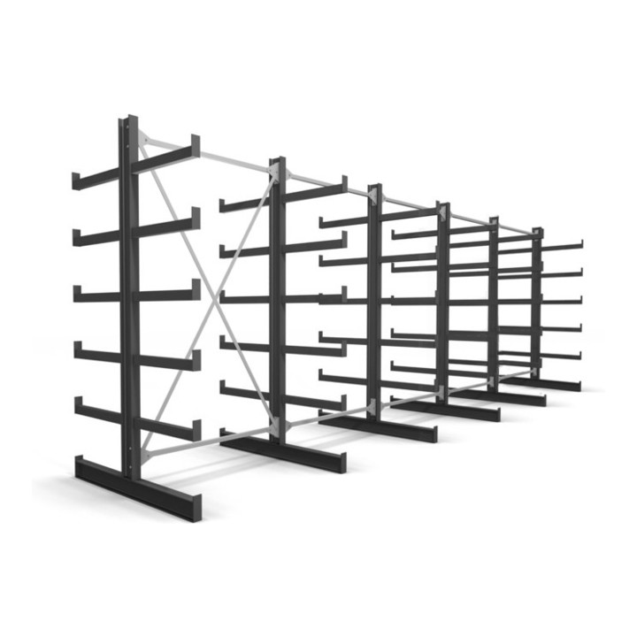 Kragarmregal doppelseitig 6,47 m – 200 cm | 200 kg pro Arm | BLT