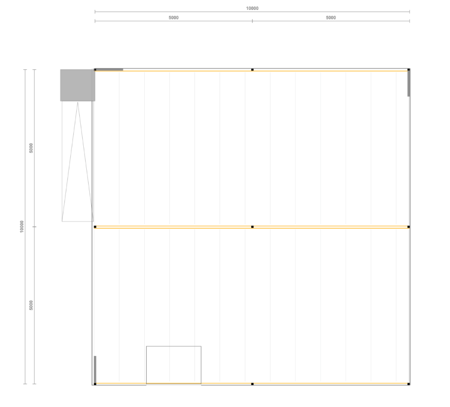 Lagerbühne 10x10 m – Unterkante 2,5 m | 500 kg/m² Traglast | Inkl. Treppe & Tür