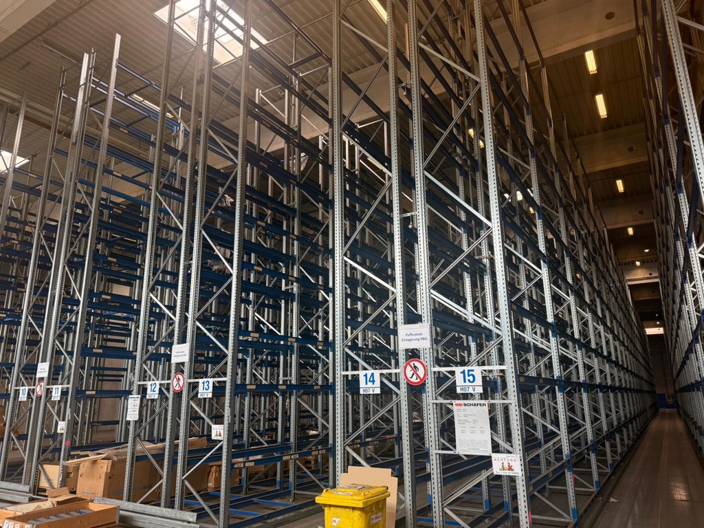 SSI Schäfer PR600 14,10 lfm | Höhe 9,85 m | Boden + 4 Ebenen | Fachlast bis 3500 kg | Palettenregal gebraucht kaufen 