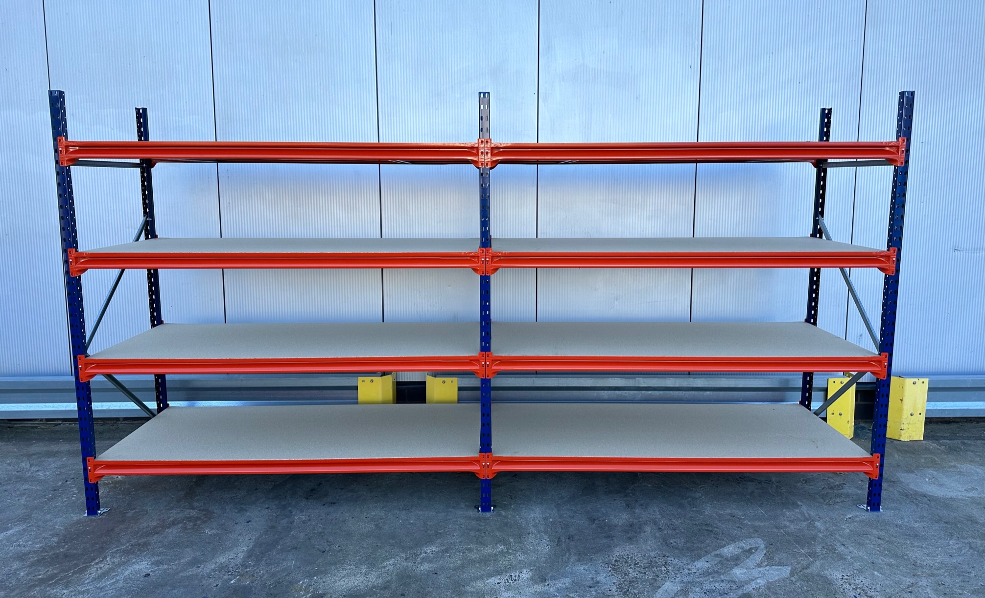 Weitspannregal – ca. 3,85 lfm | Höhe 200 cm | Tiefe 80 cm | 4 Ebenen | 400 kg Fachlast