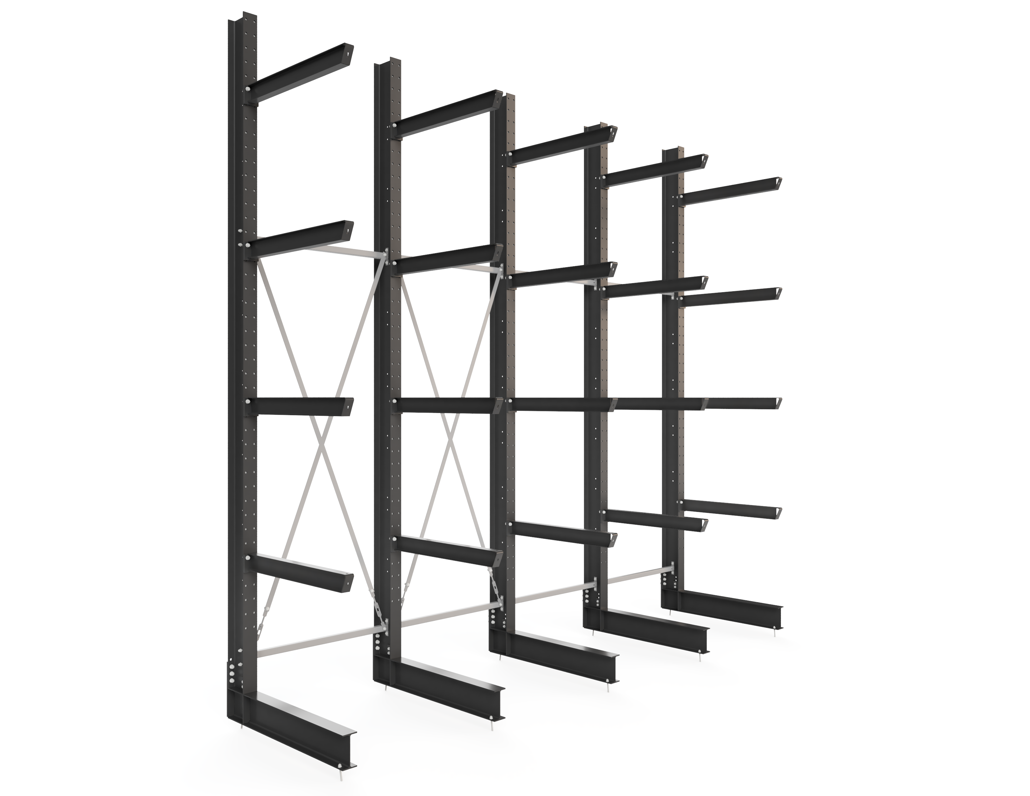 Kragarmregal einseitig 5,20 m – 503 cm | 120 cm Nutztiefe | 1000 kg pro Arm | BLT
