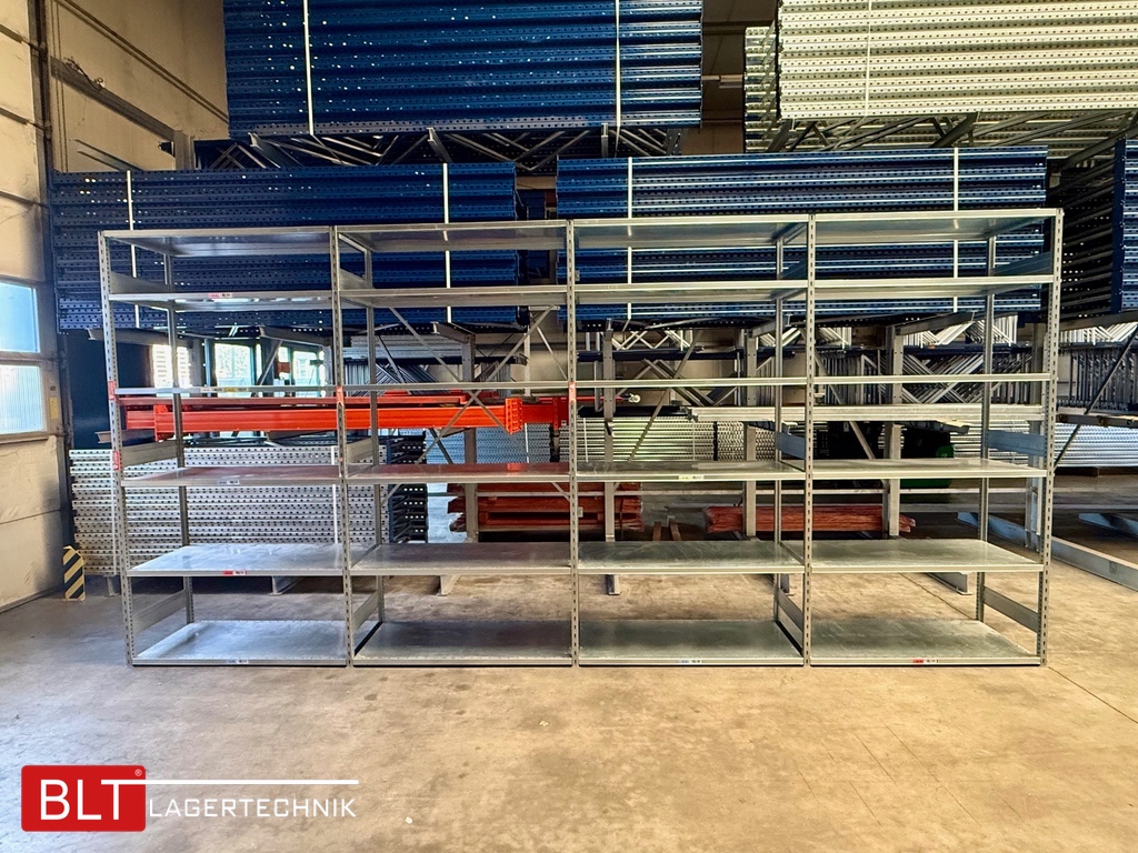 ca. 5,24 lfm Grund- und 3 Anbaufelder Gebrauchtes Fachbodenregal | 2,5 m hoch | 60 cm tief | 6 Ebenen | STOW Stowshelf