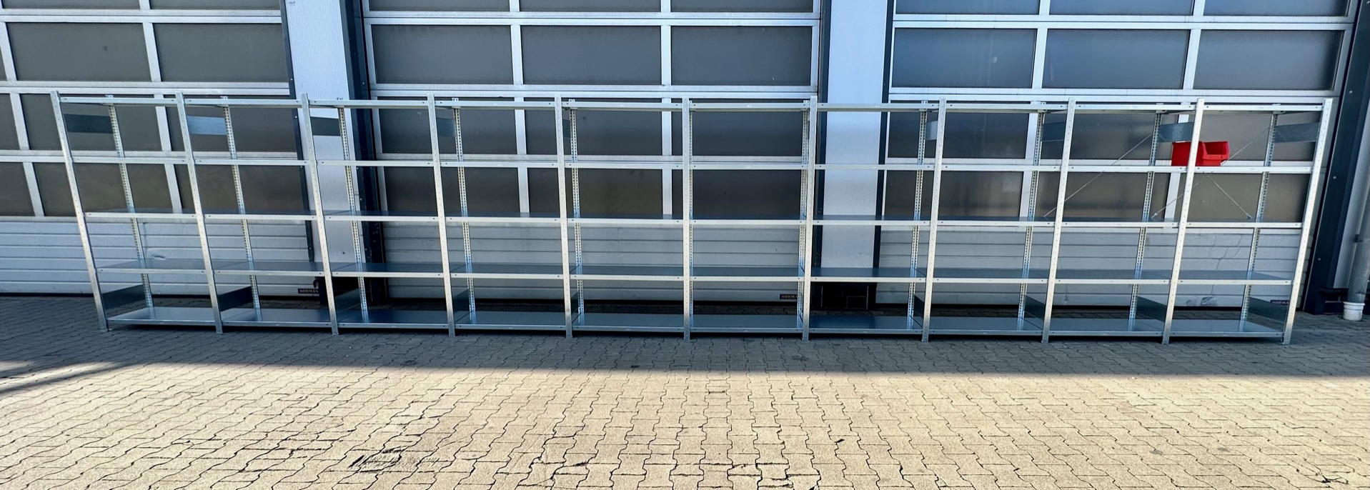 Fachbodenregal META CLIP – ca. 10,06 lfm | Höhe 200 cm | Tiefe 40 cm | 150 kg Traglast pro Boden