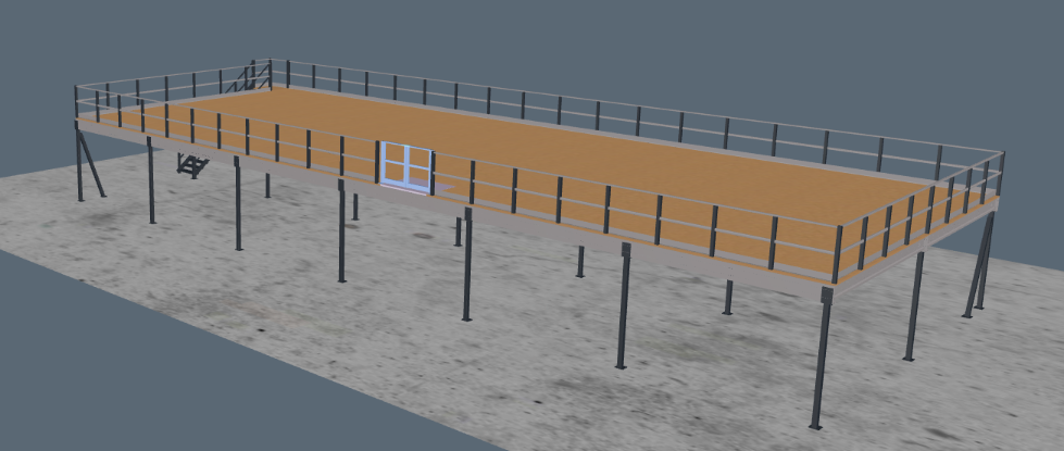 Lagerbühne 10x25 m – Unterkante 3,00 m | 500 kg/m² | Inkl. Treppe & Geländer