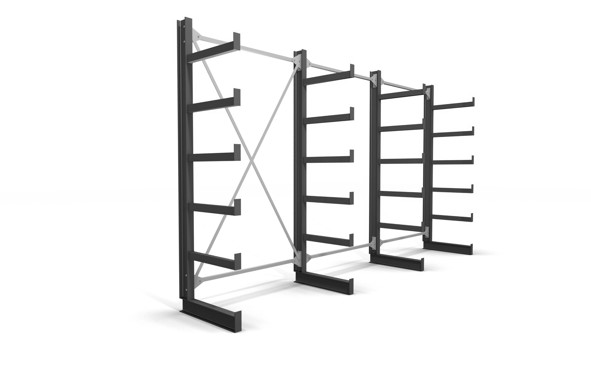 Kragarmregal einseitig 3,91 m – 200 cm | 200 kg pro Arm | BLT