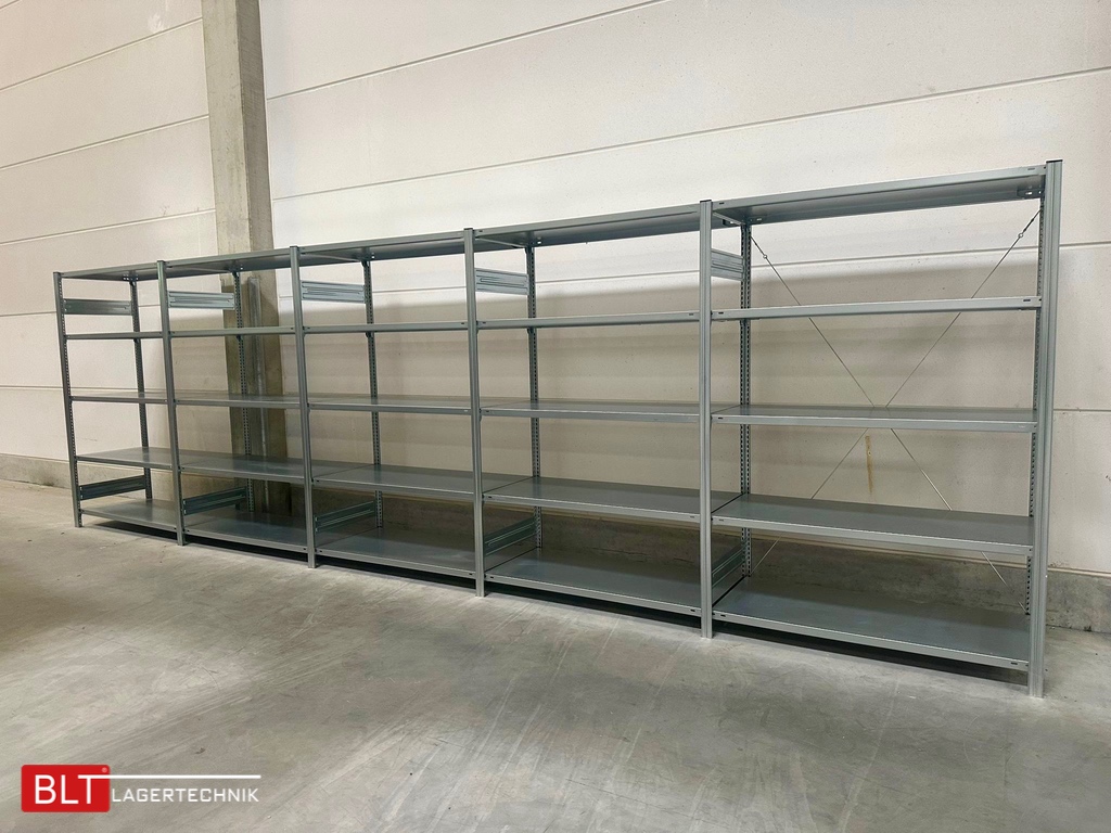 Gebrauchtes Fachbodenregal – ca. 4 lfm | 2 m hoch | 60 cm tief | 5 Ebenen | Hofe Regalsystem