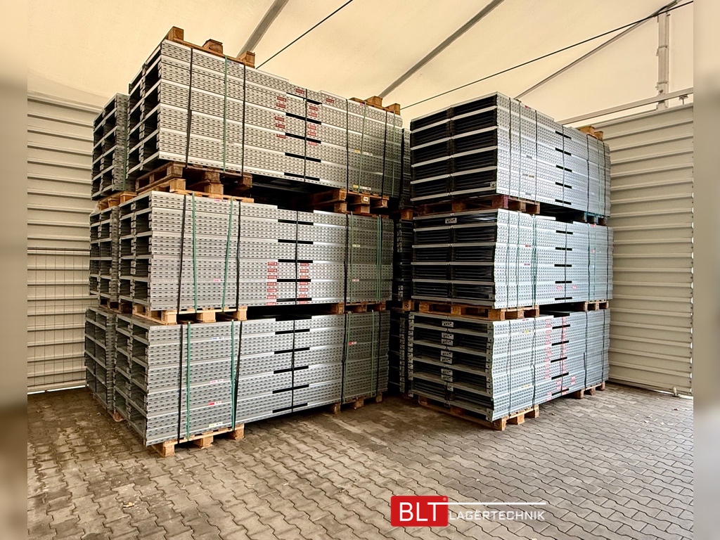 ca. 5,24 lfm Grund- und 3 Anbaufelder Gebrauchtes Fachbodenregal | 2,5 m hoch | 60 cm tief | 6 Ebenen | STOW Stowshelf