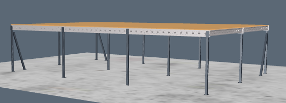 Lagerbühne 10x15 m – Unterkante 3,00 m | 500 kg/m² | Systembühne aus Stahl