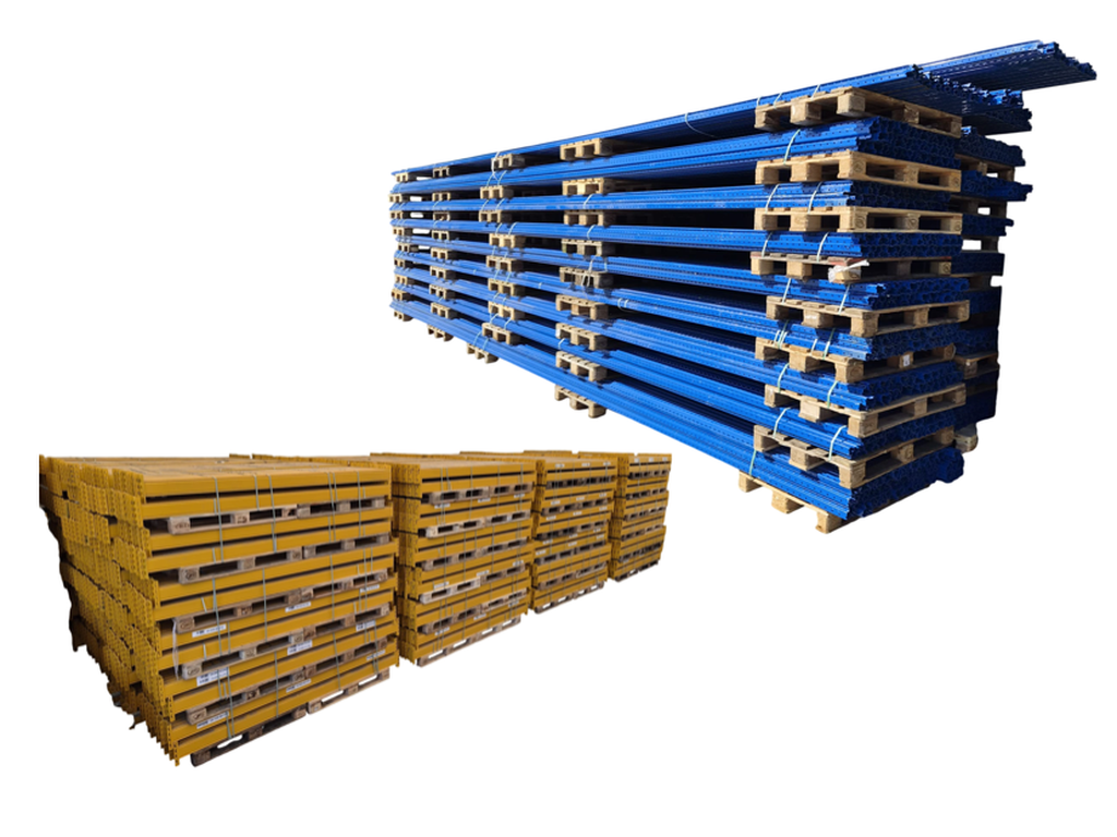 14 lfm Palettenregal STOW gebraucht, Höhe 520 cm, Boden + 2 Ebenen, 45 Palettenplätze