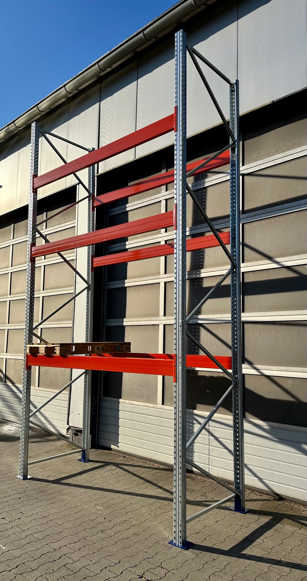 Grundfeld für Palettenregal – ca. 2,90 lfm | Höhe 500 cm | Boden + 3 | 4500 kg Fachlast