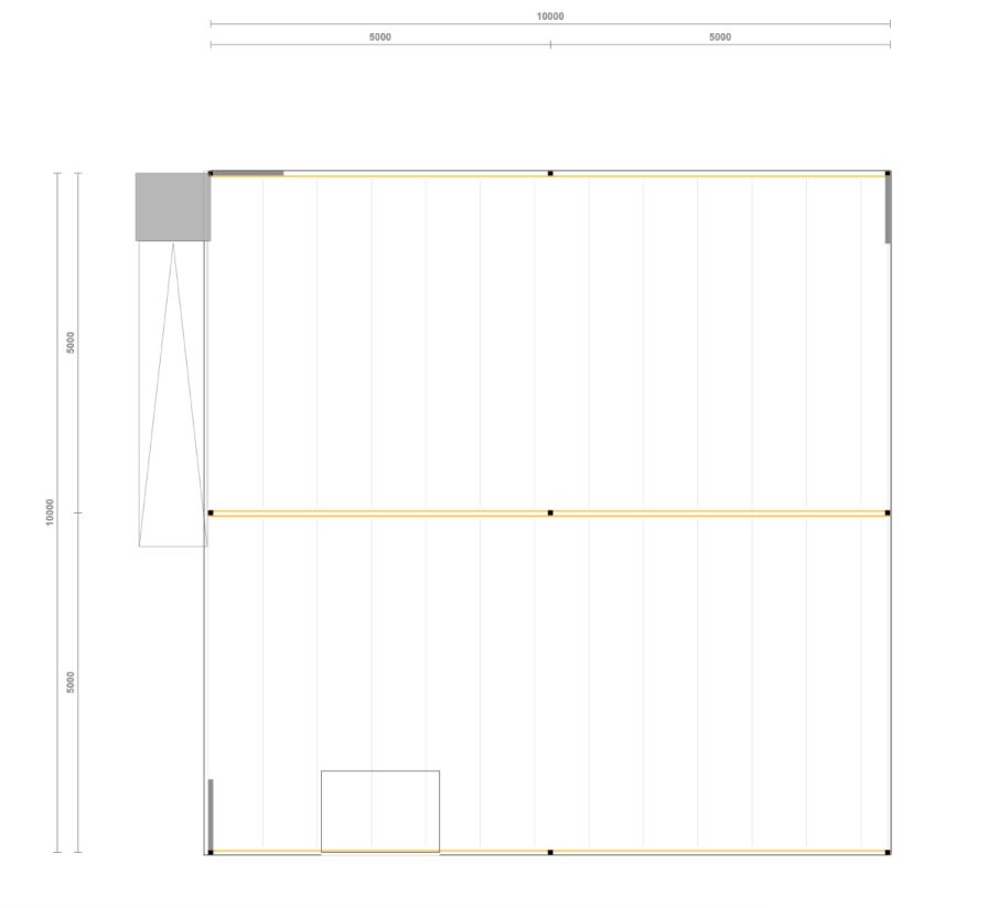 Lagerbühne 10x10 m – Unterkante 3,00 m | 500 kg/m² | Inkl. Treppe & Geländer