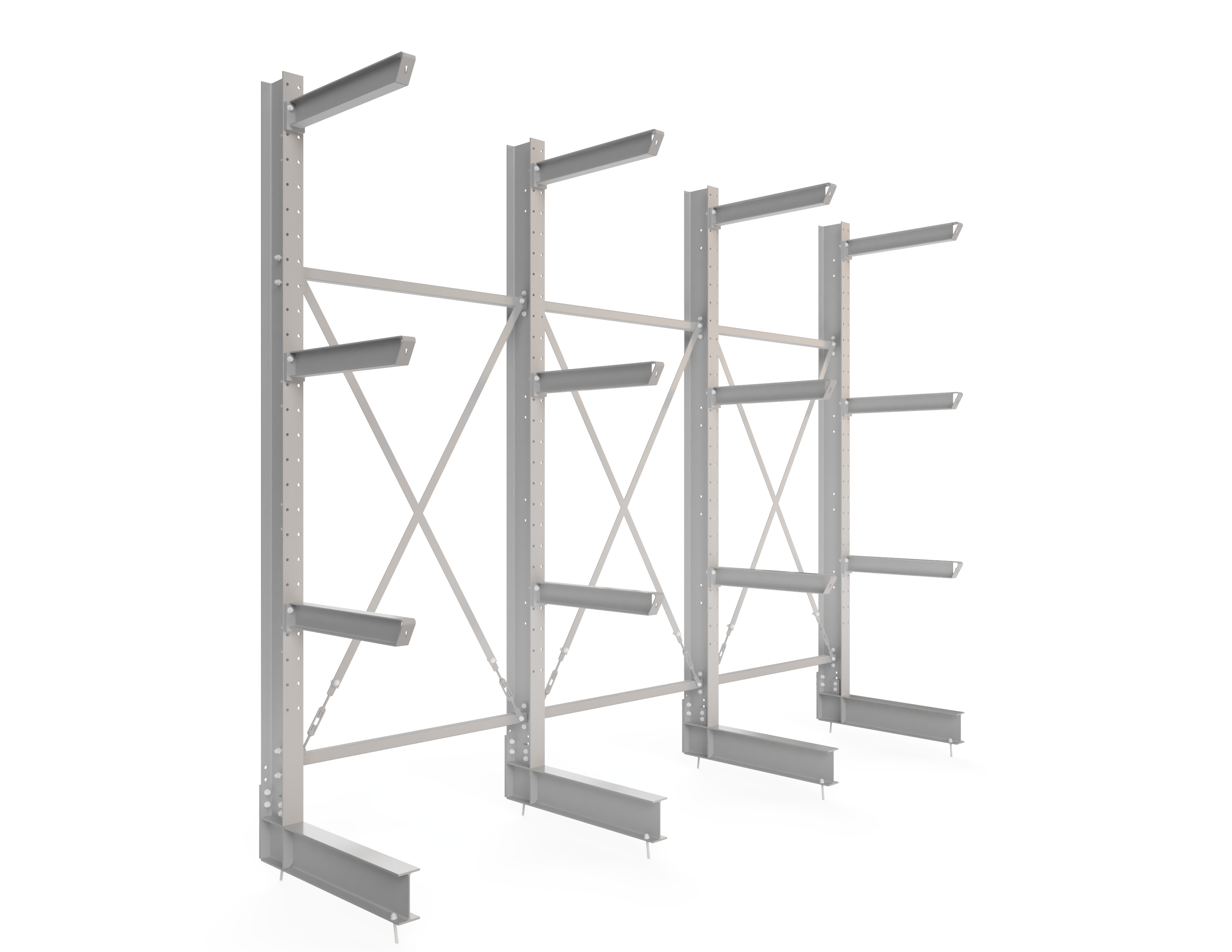 FVZ Kragarmregal einseitig 3,90 m – 319 cm | 80 cm Nutztiefe | 1000 kg pro Arm | BLT