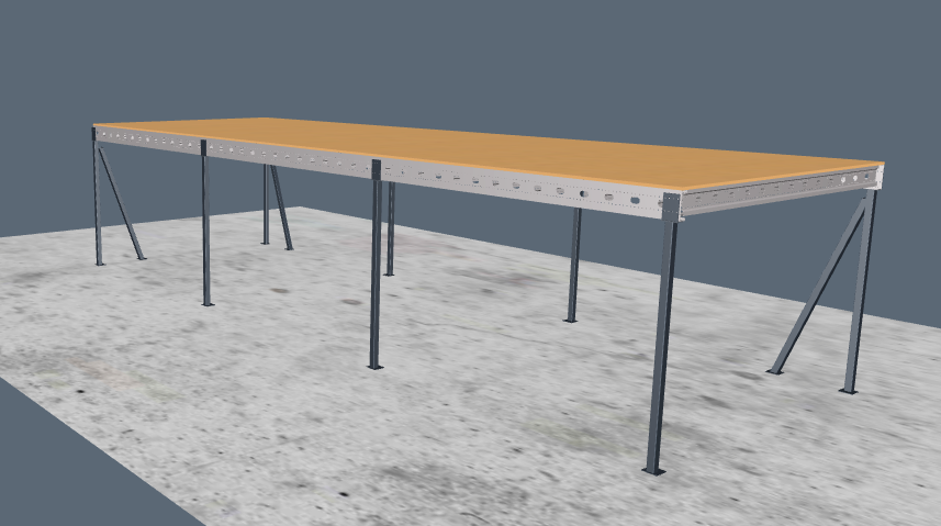 Lagerbühne 5x15 m – Unterkante 3,00 m | 500 kg/m² | Systembühne aus Stahl