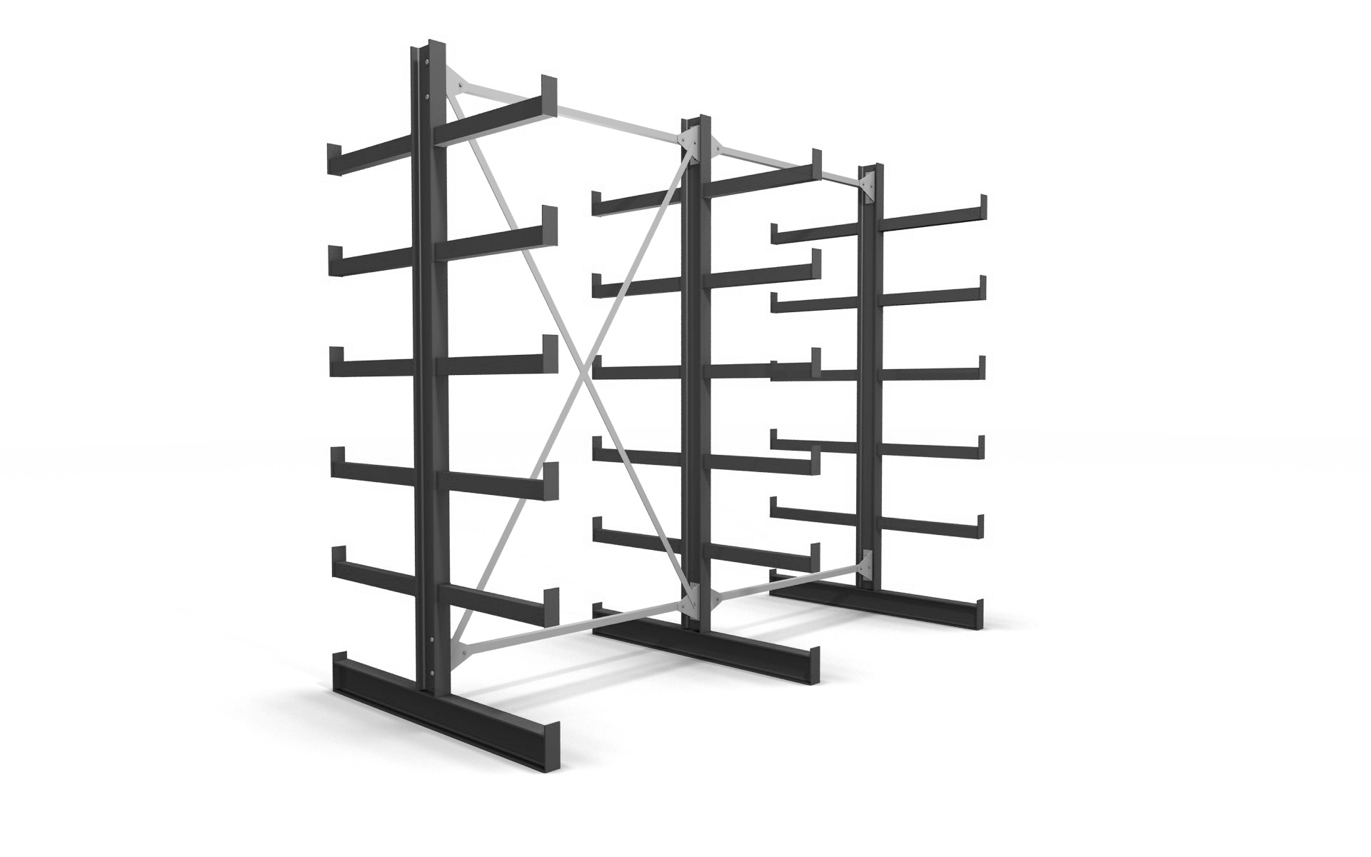 Kragarmregal doppelseitig 2,62 m – 200 cm | 200 kg pro Arm | BLT