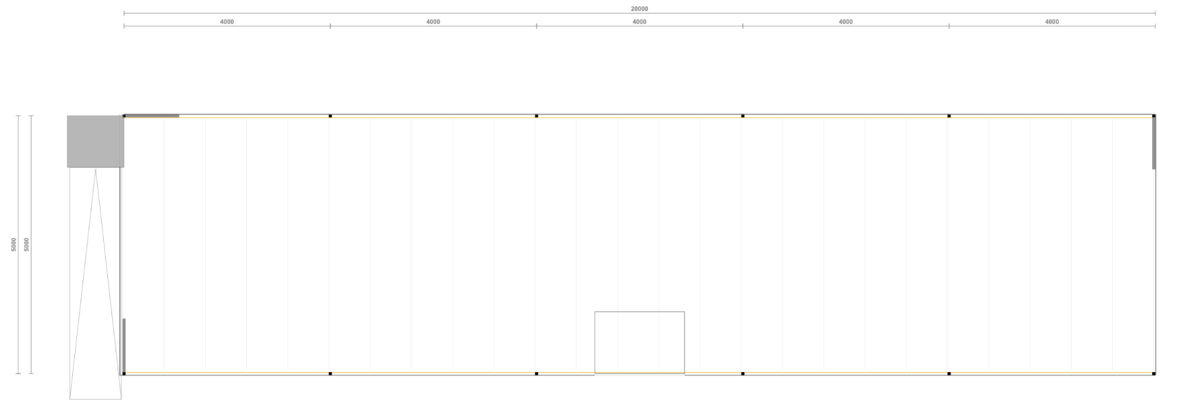 Lagerbühne 5x20 m – Unterkante 3,00 m | 500 kg/m² | Inkl. Treppe & Geländer