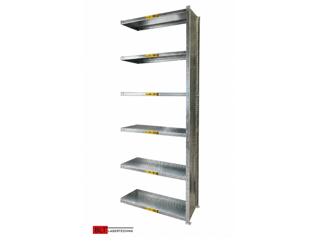 ca. 1,03 lfm Anbaufeld Gebrauchtes Fachbodenregal | 2,5 m hoch | 40 cm tief | 6 Ebenen | META Clip