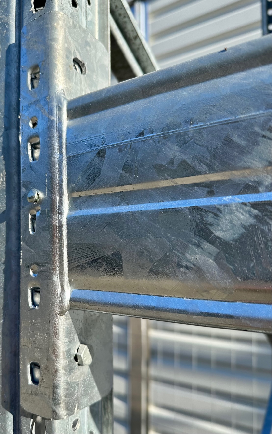 Palettenregal – ca. 2,90 lfm | Höhe 450 cm | Boden + 2 | 3000 kg Fachlast | feuerverzinkt für Außenbereich