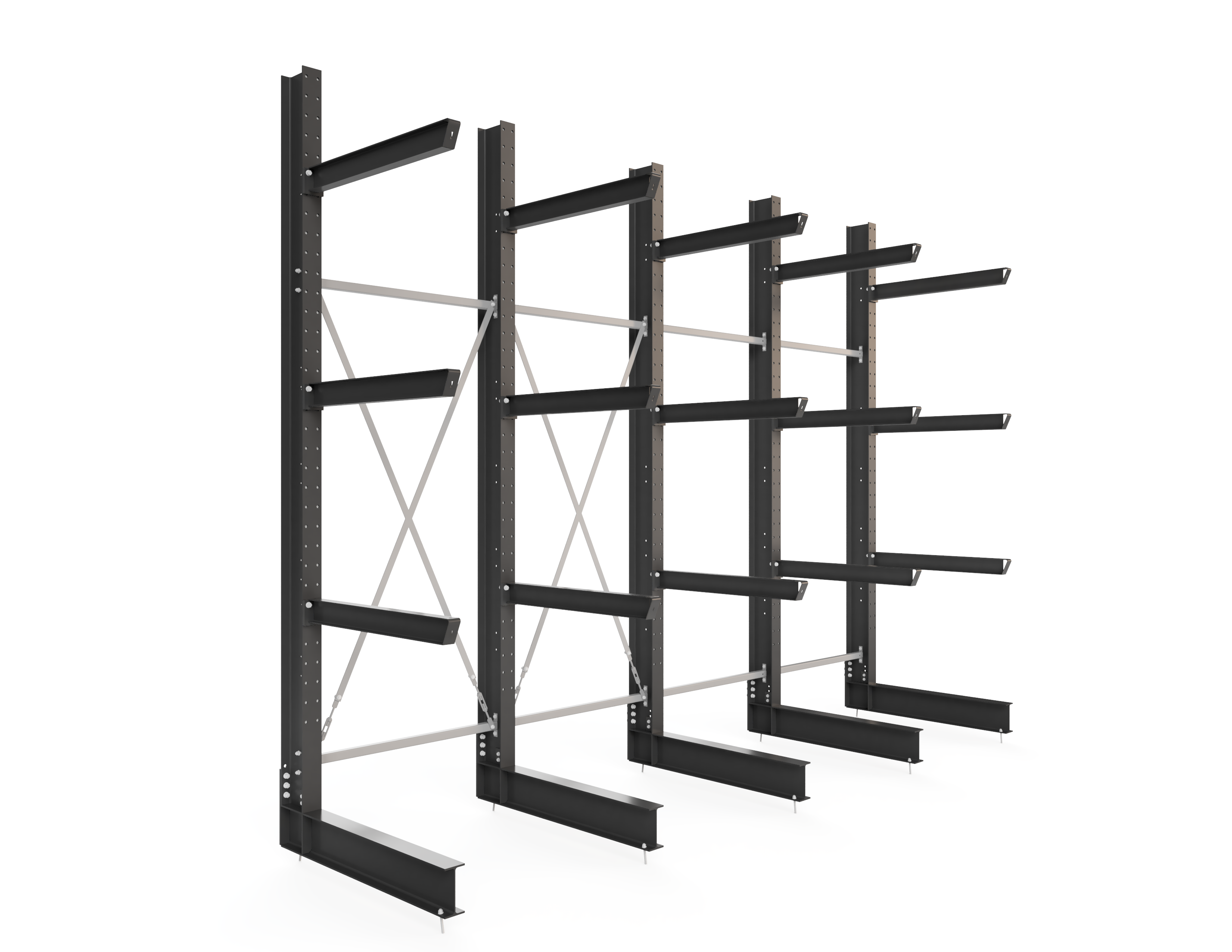 Kragarmregal einseitig 5,20 m – 403 cm | 120 cm Nutztiefe | 1000 kg pro Arm | BLT