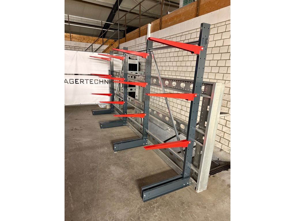 Kragarmregal LITE 200 cm Höhe | Armlänge 60 cm | 150 kg pro Arm | einseitig