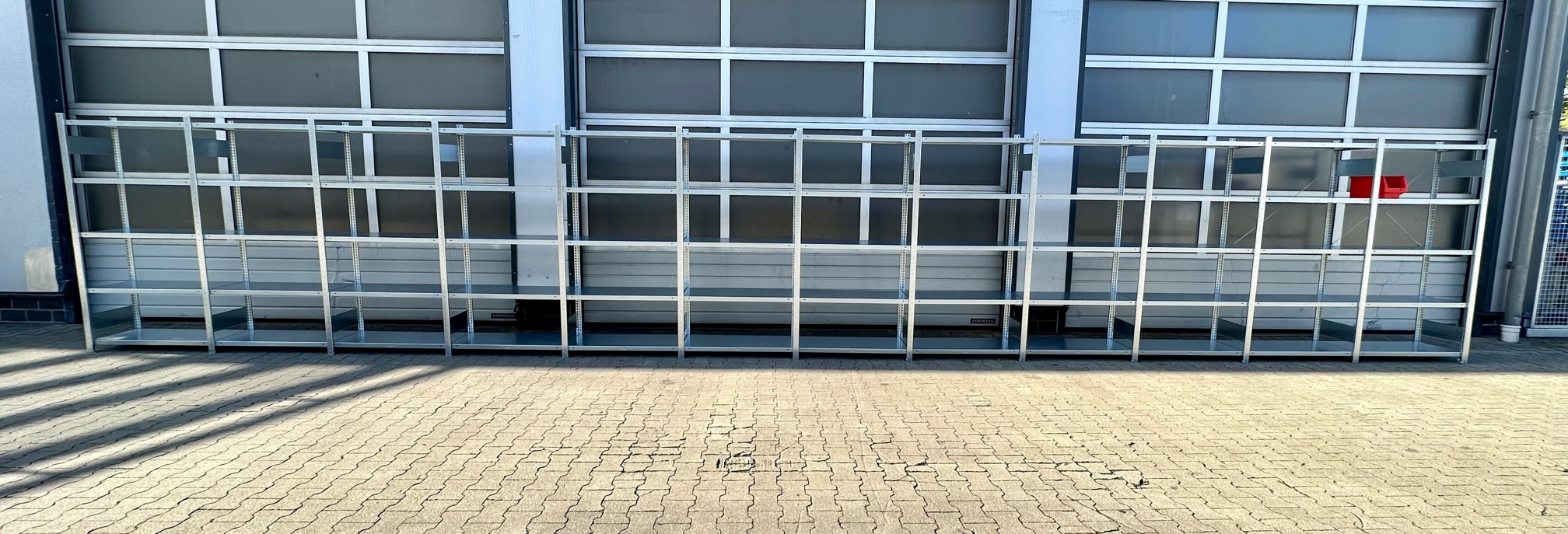 Fachbodenregal META CLIP – ca. 12,06 lfm | Höhe 200 cm | Tiefe 40 cm | 150 kg Traglast pro Boden