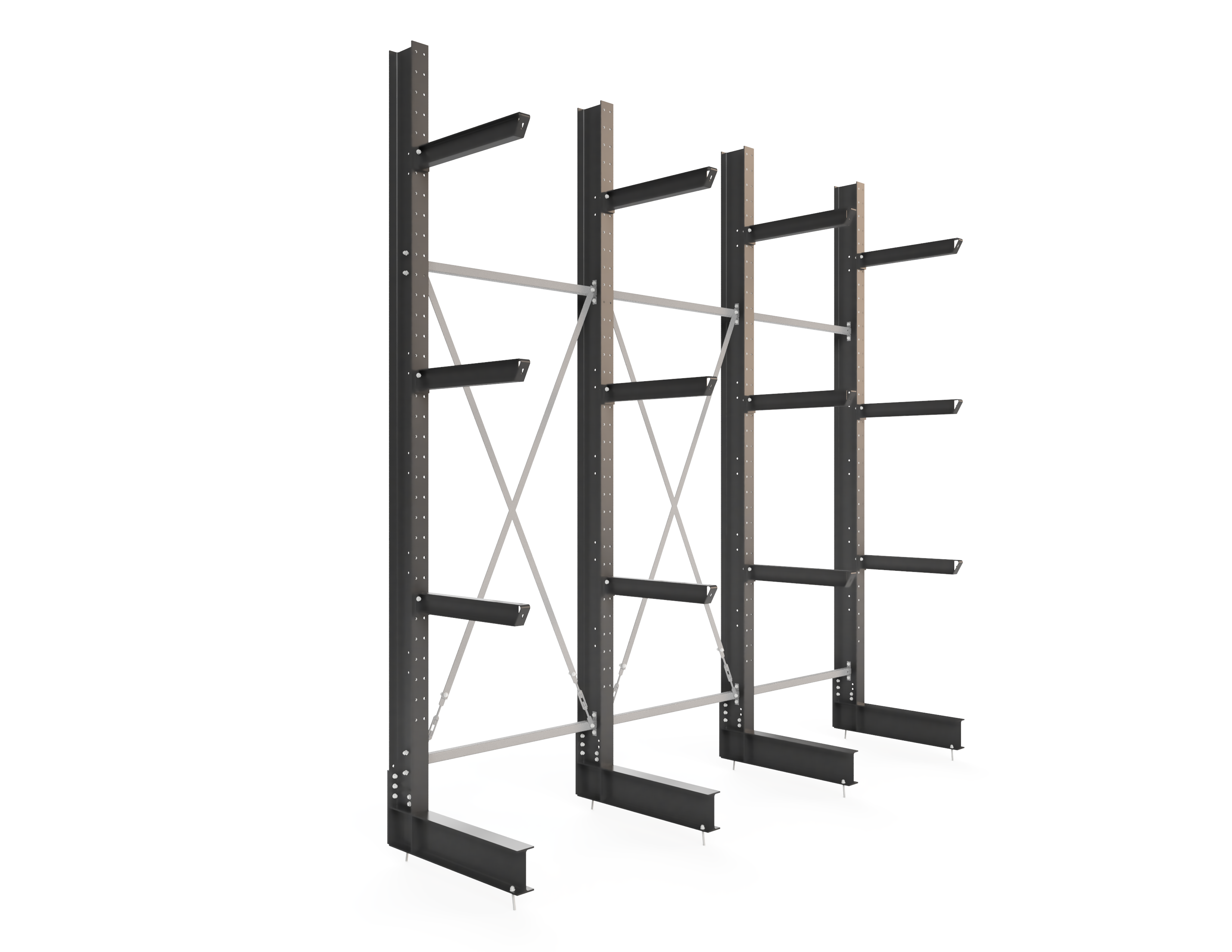 Kragarmregal einseitig 3,90 m – 401 cm | 80 cm Nutztiefe | 1000 kg pro Arm | BLT