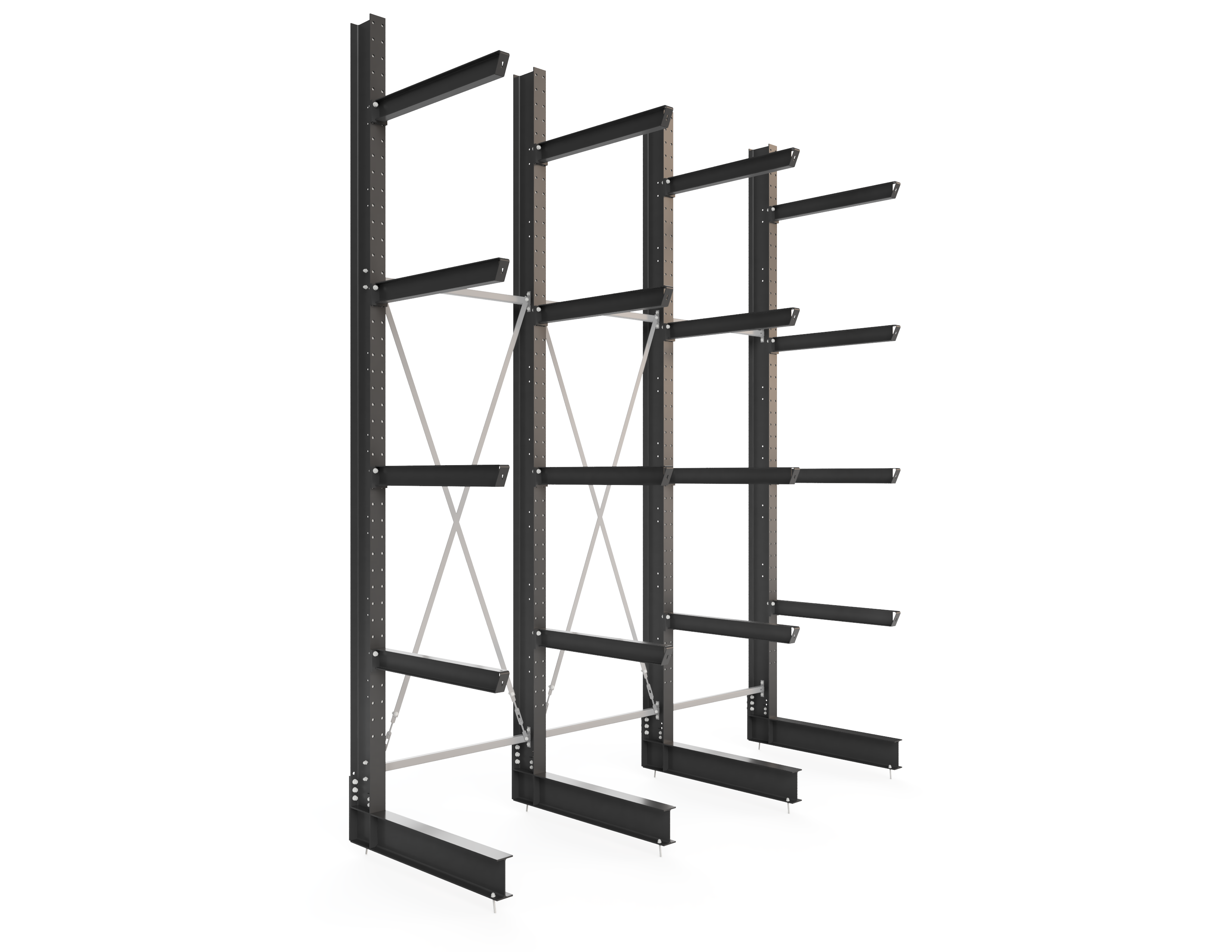 Kragarmregal einseitig 3,90 m – 503 cm | 120 cm Nutztiefe | 1000 kg pro Arm | BLT