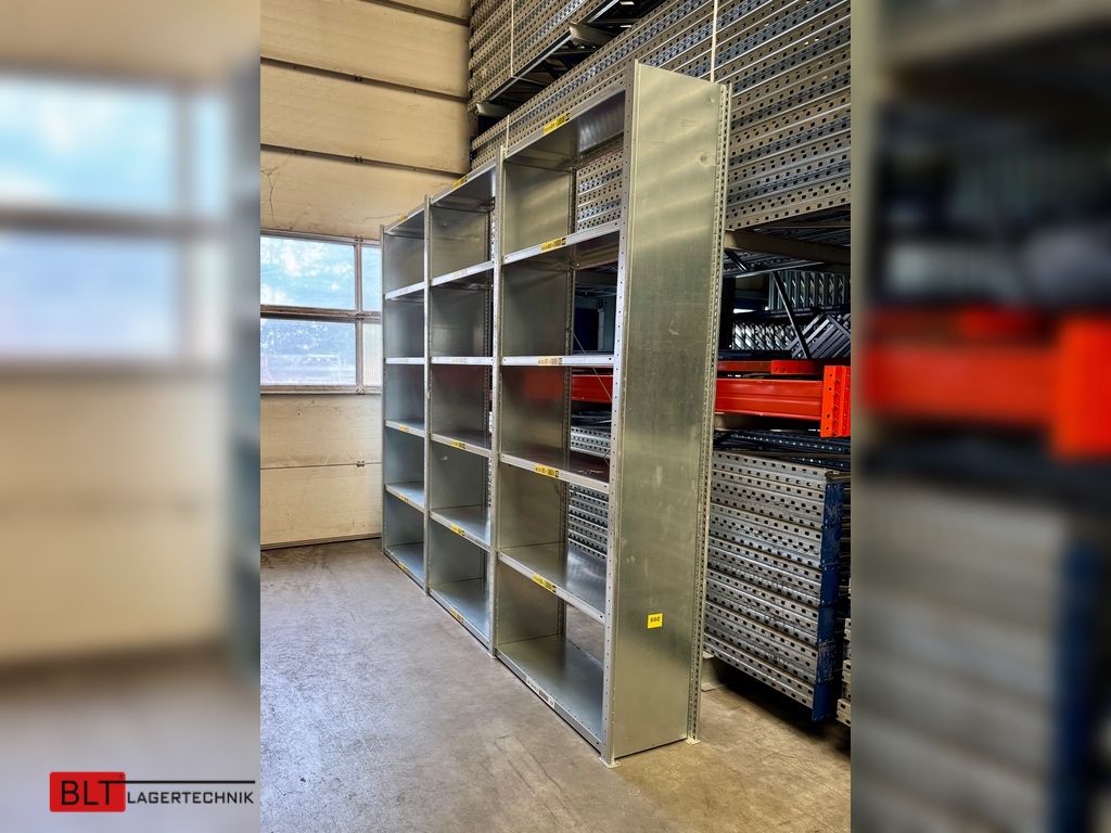 ca. 3,06 lfm Gebrauchtes Fachbodenregal | 2,5 m hoch | 40 cm tief | 6 Ebenen | META Clip