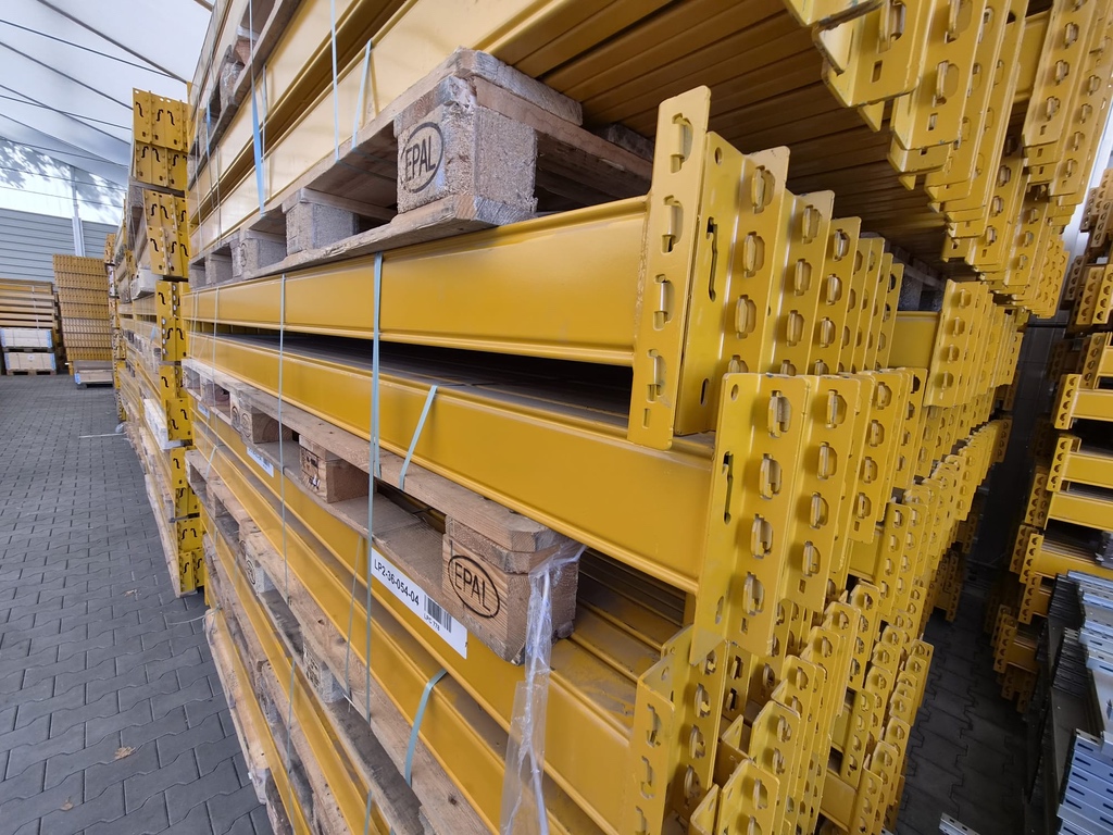 14 lfm Palettenregal STOW gebraucht, Höhe 520 cm, Boden + 2 Ebenen, 45 Palettenplätze