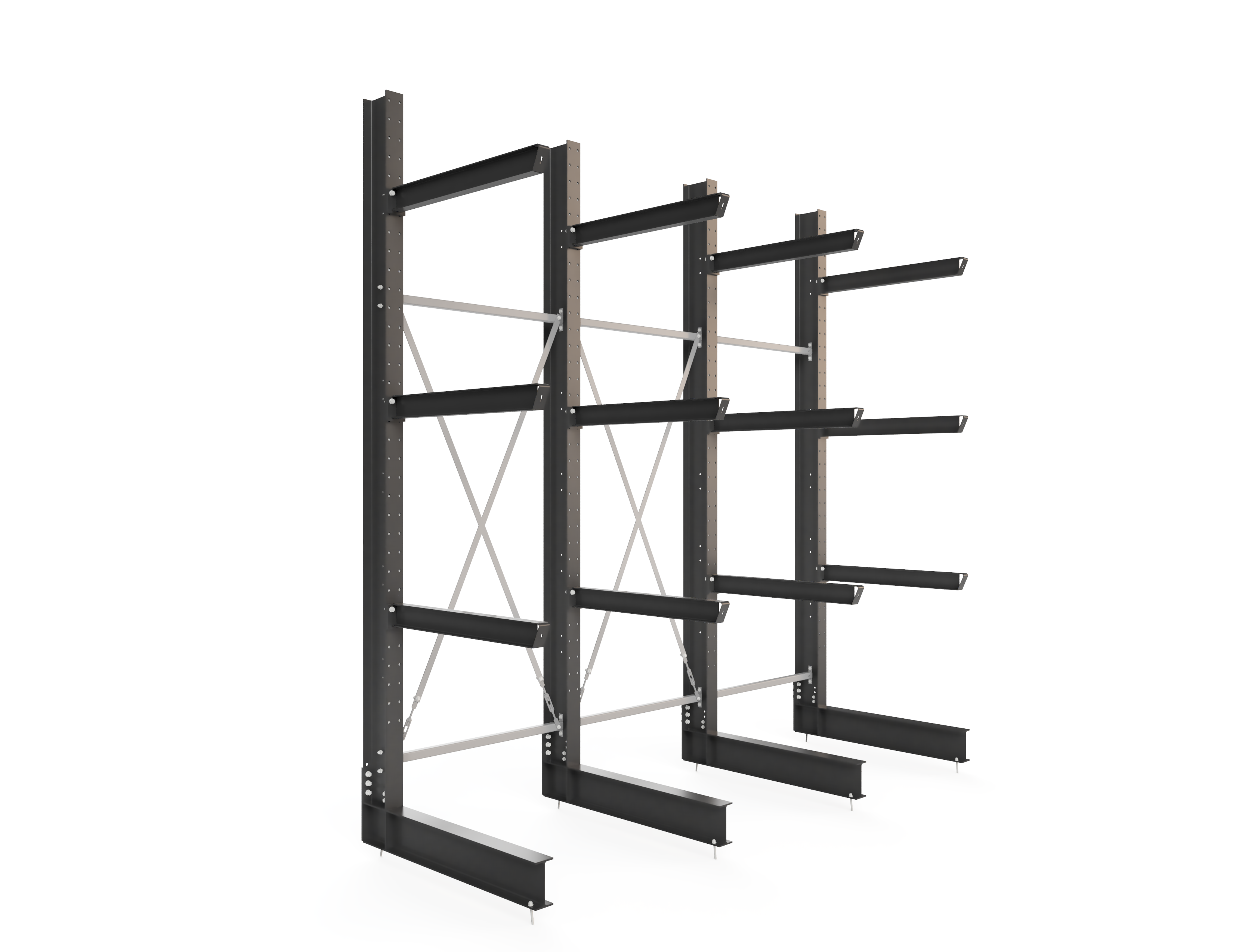 Kragarmregal einseitig 3,90 m – 403 cm | 120 cm Nutztiefe | 1000 kg pro Arm | BLT