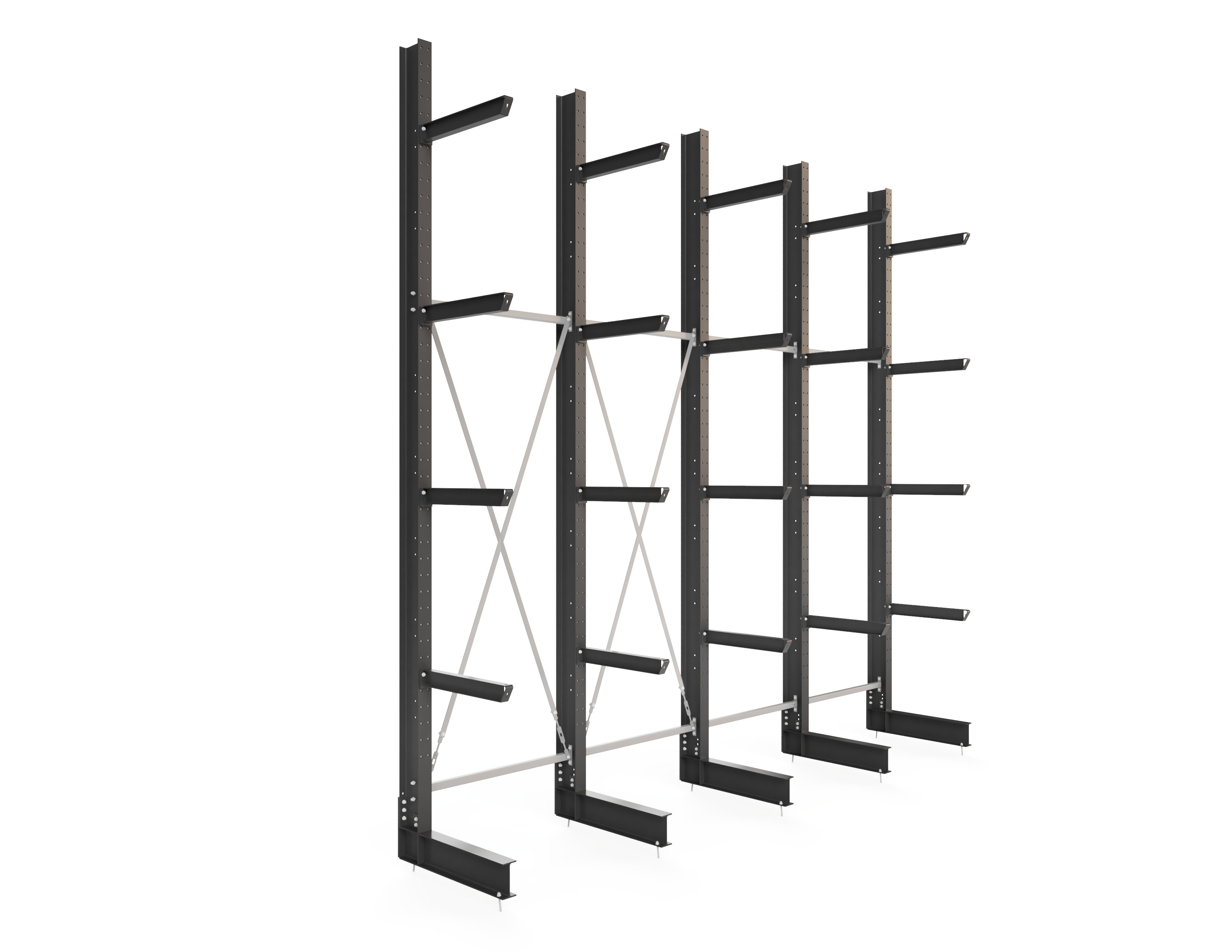 Kragarmregal einseitig 5,20 m – 501 cm | 80 cm Nutztiefe | 1000 kg pro Arm | BLT