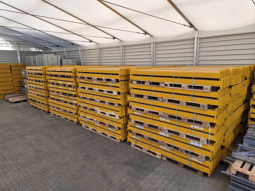 14 lfm Palettenregal STOW gebraucht, Höhe 1050cm, Boden + 4 Ebenen, 75 Palettenplätze
