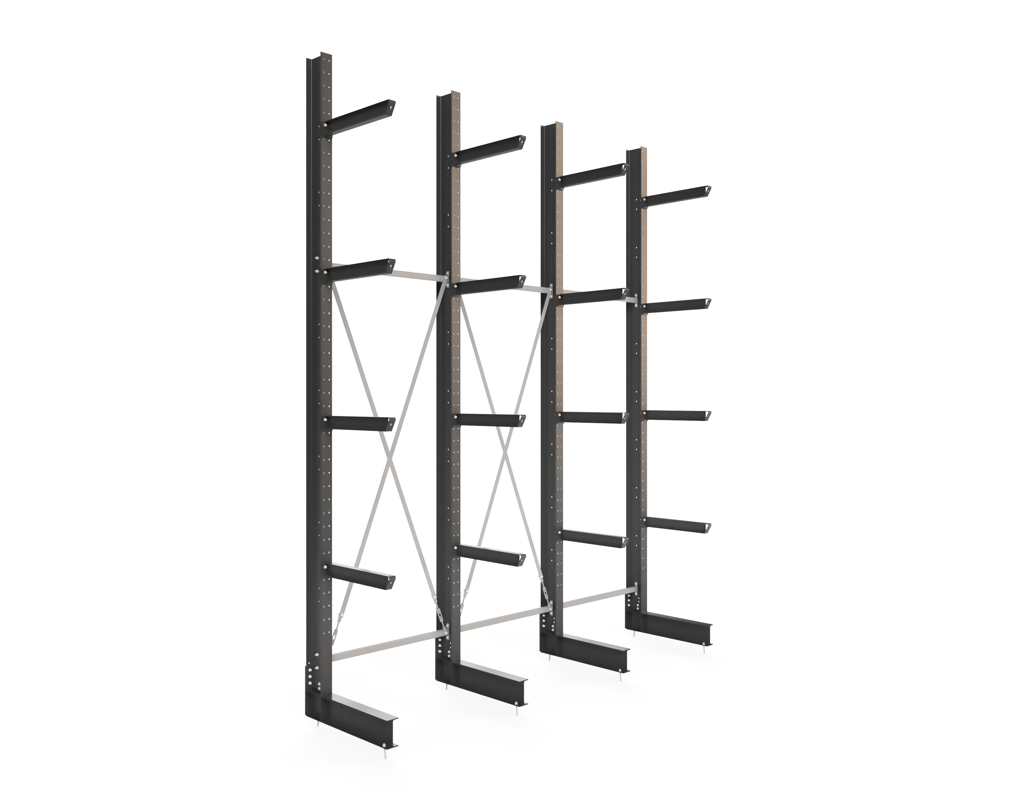 Kragarmregal einseitig 3,90 m – 501 cm | 80 cm Nutztiefe | 1000 kg pro Arm | BLT