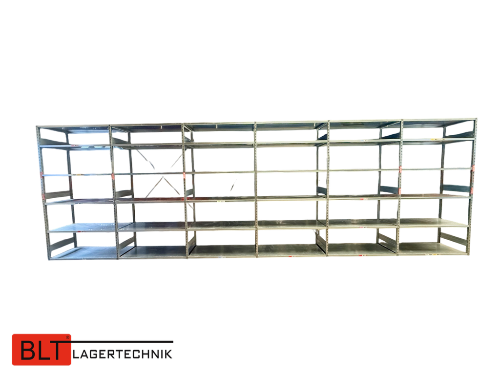 ca. 100 lfm Gebrauchtes Fachbodenregal | 2,5 m hoch | 60 cm tief | 6 Ebenen | STOW Stowshelf