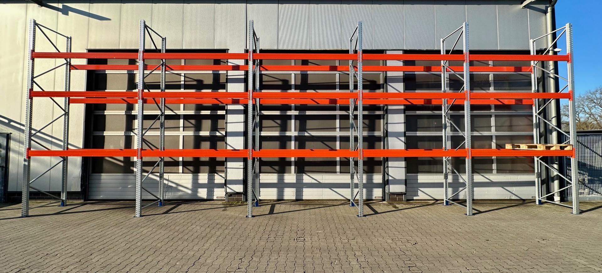 Palettenregal – ca. 100,16 lfm | Höhe 500 cm | Boden + 3 | 4500 kg Fachlast