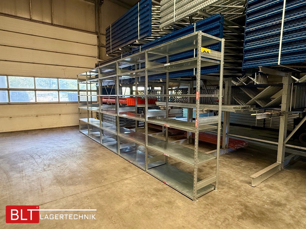 ca. 6,54 lfm Grund- und 4 Anbaufelder Gebrauchtes Fachbodenregal | 2,5 m hoch | 60 cm tief | 6 Ebenen | STOW Stowshelf
