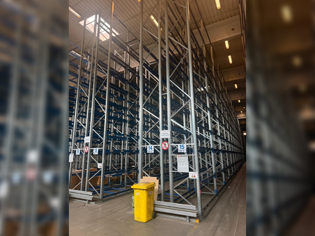 SSI Schäfer PR600 14,10 lfm | Höhe 9,85 m | Boden + 4 Ebenen | Fachlast bis 3500 kg | Palettenregal gebraucht kaufen 