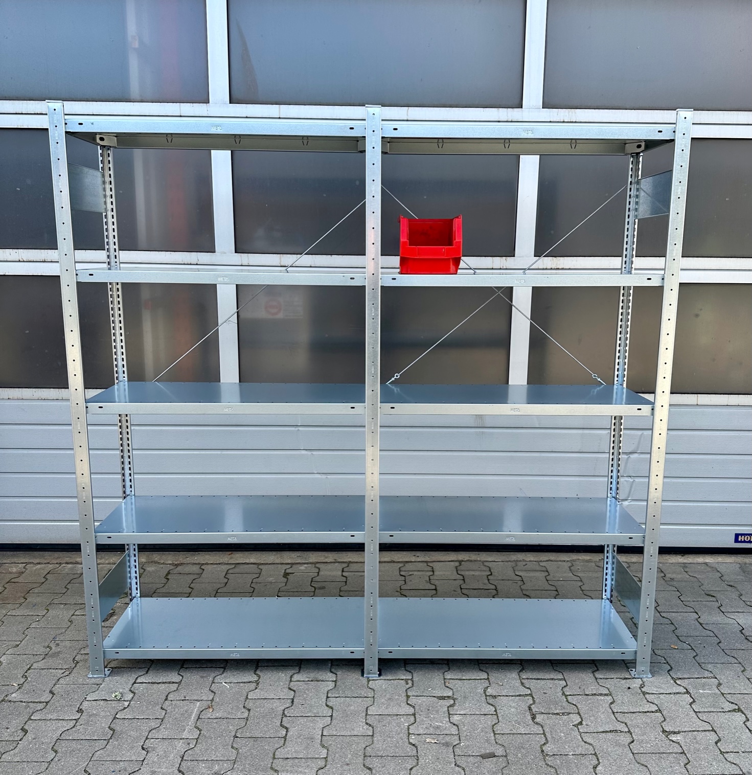 Fachbodenregal META CLIP – ca. 2,06 lfm | Höhe 200 cm | Tiefe 40 cm | 150 kg Traglast pro Boden